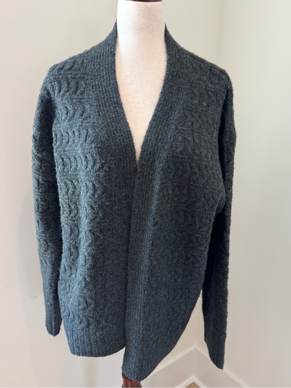 Universal Thread Cable Knit Open Cardigan Sweater - Charcoal